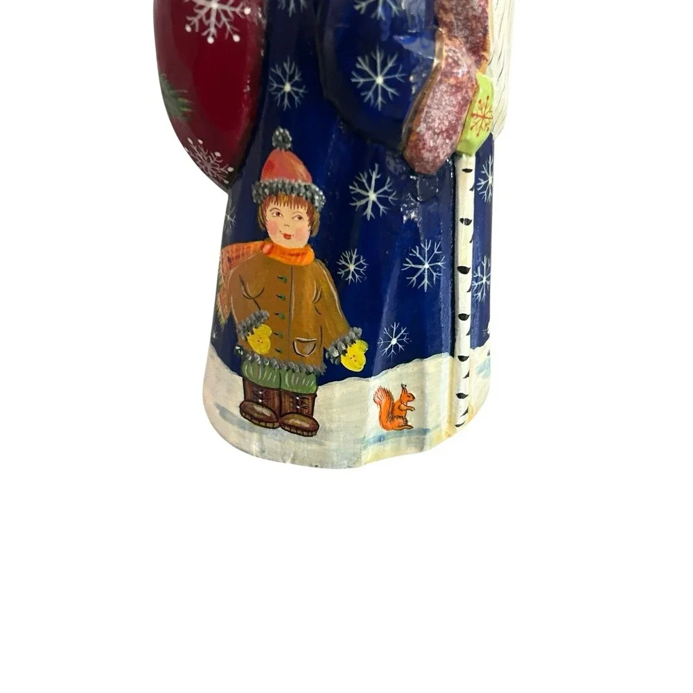Vintage Russian Hand Carved Painted Santa Ded Moroz Christmas Ornament 5